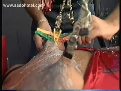 Old german slave got lots of wooden clamps on her big tits and got them covered with hot candlewax Old german slave got lots of wooden clamps on her big tits and got them covered with hot candlewax
