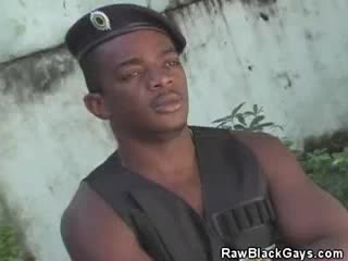 Uniformed Black Man Gets His Dick Sucked